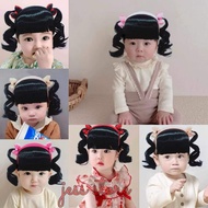 KSTUFF1270 BABY WIG WITH FRINGE WIG WITH CUTE RIBBON HAIR ACCESSORIES
