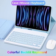 Casing Tablet มาพร้อมกับคีย์บอร์ดพร้อมเมาส์บลูทูธใหม่2022สำหรับ Apple Ipad Air 5เคสป้องกัน10.2นิ้ว P