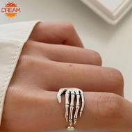 Dream Trendy Silver Color Skeleton Hand Loop Five Claws Ring for Women Men Jewelry Lover Couple Ring
