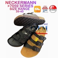 NECKERMANN 7059 Size 39 - 45 Black MEN SG SELLER indoor Outdoor slipper leather slip - on three stra