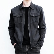 Denim Jackets Coat men, casual versatile spring and autumn. Trendy black men's denim jacket with a lapel collar for autumn clothes jiahuiqi