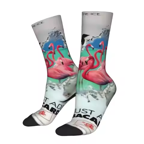 Funny Sock bBacardi bBacardi Just Add Bacardi Penguin and Flamingo Harajuku Seamless Pattern Printed