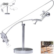 CEASI Kinetic Fishing Sculpture, Desk Ornament Gift The Fisherman Balancing Sculpture, Creative Meta