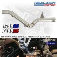 REALZION F750 GS Exhaust Middle Pipe Motorcycle Slip-On Link Pipe Connect Tube For BMW F750GS F850GS
