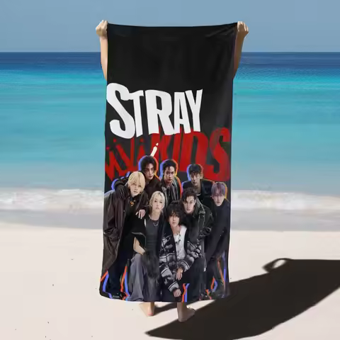 1pc Stray Kids Group Photo Beach Towel, Polyester Lightweight Quick Dry Soft, K-Pop Fan Gift For Cam