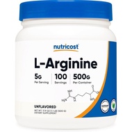 Nutricost L-Arginine Powder 500 Grams (1.1lbs) - Pure L-Arginine Powder - 5000mg Per Serving; 100 Se