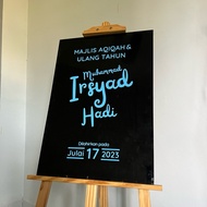 Welcome board Majlis Aqiqah / Tunang Kahwin / Birthday (Saiz A2)