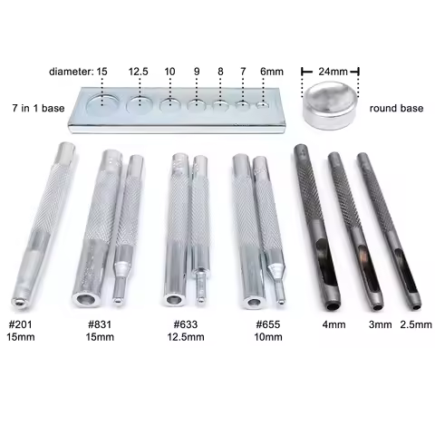 Hand Punch Tools for 10/12.5/15mm #633 655 831 201 Press Popper Snap Button Stud Fastener Leather Ja