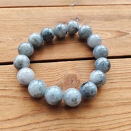 【親翠】天然翡翠 冰灰烏雞13mm意境圓珠17~18手環 潮黑