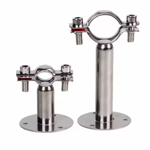 1PCS 12mm-89mm Tube O/D Stainless Steel Pipe Clamp Clip Support Bracket With Base Plate Pole Length 