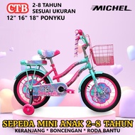 Michel Ponyku CTB Children's Bike 4-7 Years 12" 16" 18" Steel Low-Step Frame City Bike Easy Up And Down