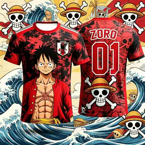 Japan One Piece Luffy Football Jersey Men T-shirt Football Special Jersey Kit Adult Men's Quick-Dryi
