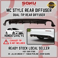 Honda Civic Fe 2021-2025 Mc Style Rear Diffuser Gloss Black Sporty Look Bumper Fl5 Bodykit Civic Fe 