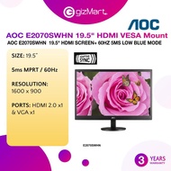 AOC E2070SWHN 19.5" Monitor With HDMI | Screen+ | Low Blue Mode