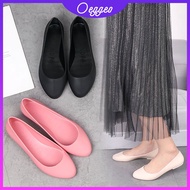 oeggeo shop Women's shoes Round toe jelly shoes Flat bottomed waterproof work shoes