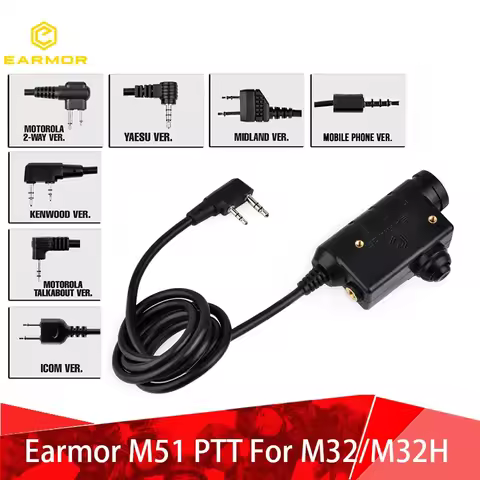 OPSMEN Earmor Military M51 PTT Tactical Push To Talk For M32/M32H Headset For Kenwood/ICOM Radio Sof