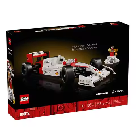 LEGO 10330 icon McLaren MP4/4 and Elton Senna mini character model car kit, suitable for Christmas g