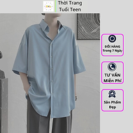 Áo sơ mi form rộng tay ngắn tay lỡ unisex nam nữ cá tính form Hàn Quốc vải lụa - SMN02