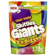 Skittles Giant Fruit Sweets Pouch 170G/ Skittles Giants Sour Sweets Pouch Bag 170g (Vegan) [UK]