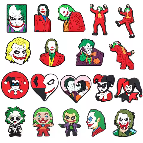 19pcs/SET Gotham Joker Series for Shoe Charms Accessories DIY Decoration for Classic Clogs Bag Bubbl