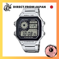 [Casio] CASIO World Time Digital Watch AE-1200WHD-1AV Men's Metal Band Silver【Direct from Japan】