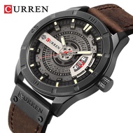 CURREN 8301 Jam Tangan Pria Analog Tali Kulit Chronograph Aktif CURRENOS