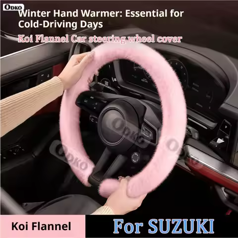 For Suzuki Hustler Solio Alto New Winter Warm Soft Plush Car Steering Wheel Cover Koi Flannel Handbl