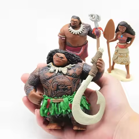 Disney Moana Action Figures Set, Maui Pua Heihei Chief Tui Simea Dolls, Ocean Adventure Toys for Kid