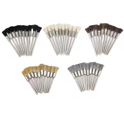 50PCS Bristle Brush Brass Wire Wheel Brushes for Dremel Accessories 2.35mm Shank Drill Rotary Tools