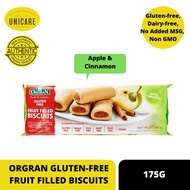 ORGRAN GLUTEN-FREE FRUIT FILLED BISCUITS 175G (APPLE & CINNAMON). Gluten-free, Dairy-free, Kosher, N