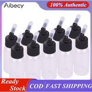 Aibecy กล่อง of10-each 1.2 ออนซ์ (35cc) Airbrush สีขวดขวดหม้อที่มีฝาปิดอะแดปเตอร์หมวกขนาดสาย dual-action กาลักน้ำฟีด Air Brush airbrushing อุปกรณ์เสริมเข้ากันได้กับ iwata SATA olympos Hansa Paasche grex airbrushes