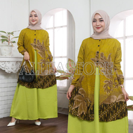 Gamis Batik Kombinasi Motif Anggrek Modern Premium Dress Muslim Gamis Batik Kombinasi dan Kemeja Batik