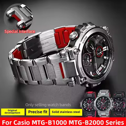 MTG-B1000 Watch Band For CASIO G-SHOCK MTG-B1000/G1000 MTG-B2000 Stainless Steel Strap Bracelet Men 