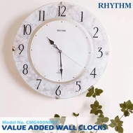 นาฬิกาแขวน RHYTHM ทรงกลม ลายหินอ่อน ขนาดเส้นผ่านศูนย์กลาง 35.5 ซม. พร้อมระบบเดินเรียบ ไร้เสียงรบกวน-