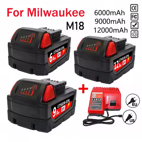 6.0Ah/9.0Ah/12.0Ah For Milwaukee M18 18V Replacement For Milwaukee M18B5 XC Li-ion battery 48-11-181