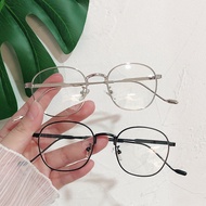 Cermin Mata Bulat Anti Blue light Eyeglasses Men and Women Bingka Cermin Mata Retro Round Metal Frame No Degree Lens