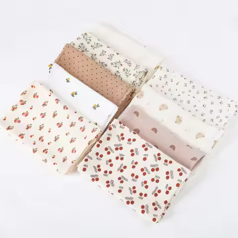 Cotton Swaddle Blanket Baby Blanket Floral Print Muslin Diaper Swaddle New Born Crinkle Fabric Strol