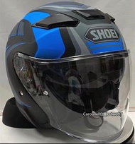 SHOEI半盔黑藍內墨鏡片3/4罩四分之三安全帽J-CRUISE二代雙D扣機車頭盔男女夏四季通用摩托通風透氣半罩輕量踏板-代購