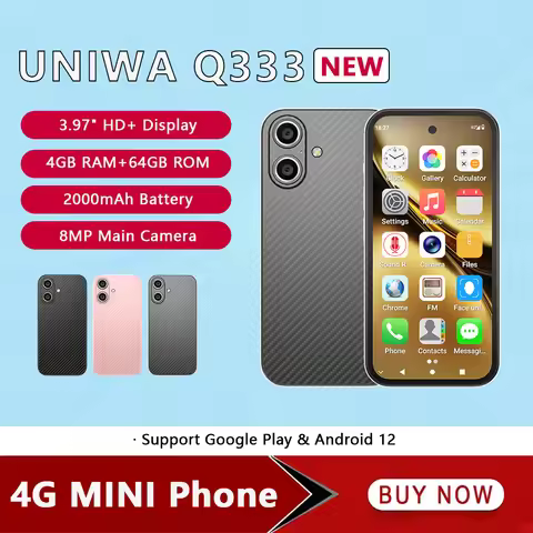 UNIWA Q333 Mini Smartphone 4GB RAM 64GB ROM 4G Network Full Band 2000mAh Mobile phones Google Play S