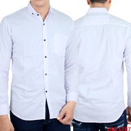 Kemeja Panjang Pria Motif Garis Vertikal - Biru Tua