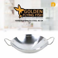 Wok 40cm Golden Flying Fish Harden Stainless Steel