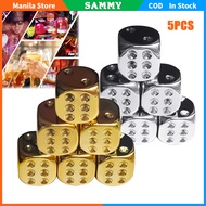 5pcs Metal Dice Set Electroplated Gold/Silver 16mm D6 Dice Six Sided Hollow Dice Set For Board Game