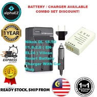 NIKON DL18-50 f/1.8-2.8 ( EN-EL24 ) ENEL24 Viloso Smart Battery Charger With Car Plug Mirrorless DSL