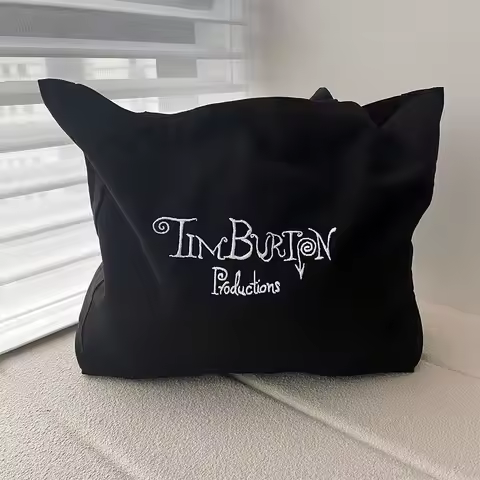 Tim Burton Production American Retro Women Canvas Shoulder Bag Letters Embroidered Women Street Fash