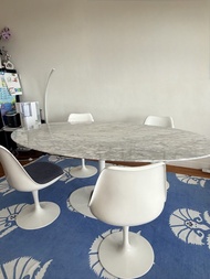 天然大理石橢圓餐桌 Oval marble dining table 