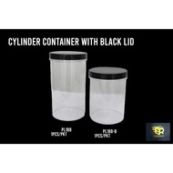 CYLINDER CONTAINER WITH BLACK LID PL-188 PL-188B/BALANG PENUTUP HITAM/BALANG KUIH