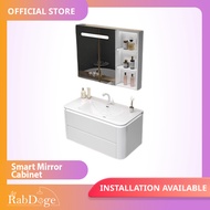 Rabdoge Bathroom Rounded Induction Basin Cabinet With Smart LED Mirror Cabinet