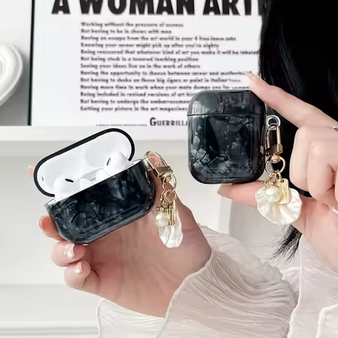 Black Shell Pattern Earphone Cover For AirPods 4 4th Generation 2024 ANC Case For Airpods 3 2 1 Pro