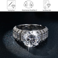 SikRoad Ring SparklingPLATINUM Design Baguette Diamond Round Moissanite 3 Karat