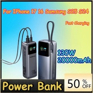 130W 20000mAh Power Bank Fast Charging for IPhone 17 16 Samsung S25 S24 Portable Powerbank for Lapto